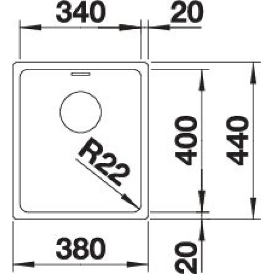 Blanco ANDANO 340-U exc.nélkül InFino 522955 Rozsdamentes acél mosogatótálca