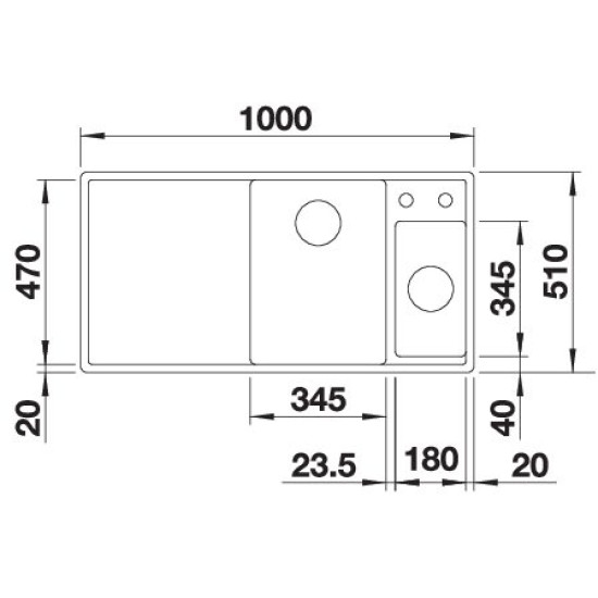 Blanco AXIA III 6S jobb alumetál fa t 523464 Gránit mosogatótálca