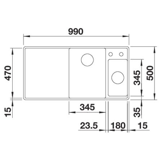 Blanco AXIA III 6S-F jobb palasz.üv.t., SZINTBE ÉPÍTÉS 523490 Gránit mosogatótálca