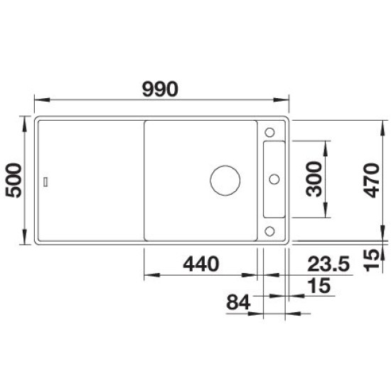 Blanco AXIA III XL 6S-F fehér üveg tar, SZINTBE ÉPÍTÉS 523529 Gránit mosogatótálca