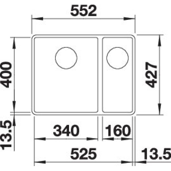 Blanco SUBLINE 340/160-F fehér e.n., SZINTBE ÉPÍTÉS 523571 Gránit mosogatótálca