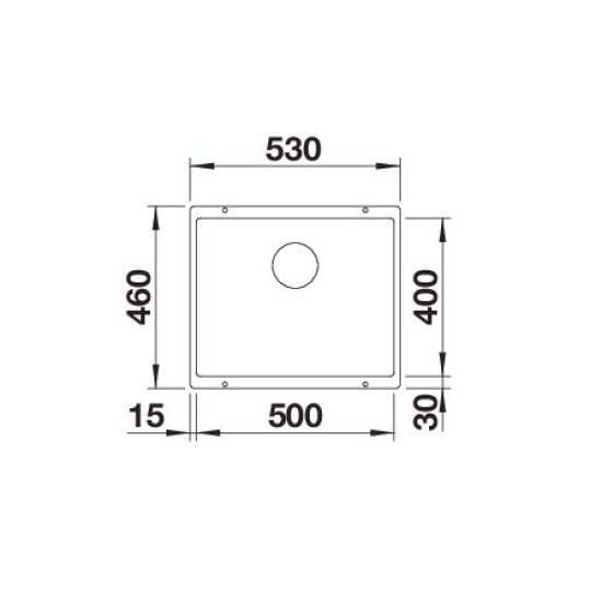 Blanco ROTAN 500-U alumetál, excenter nélkül 524248 Gránit mosogatótálca