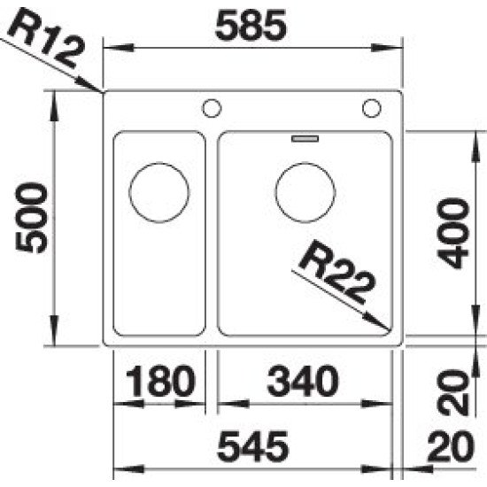 Blanco ANDANO 340/180-IF/A exc. InFino 525247 Rozsdamentes acél mosogatótálca