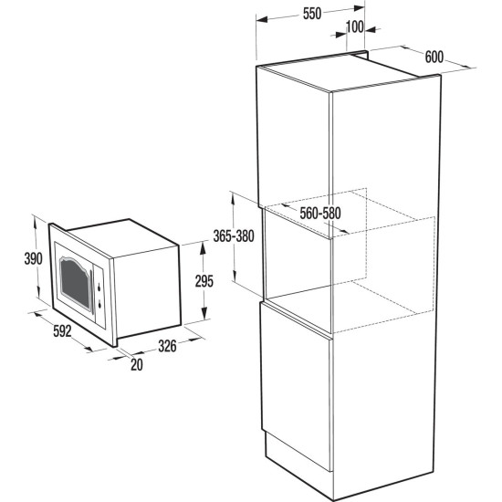 Gorenje BM235CLB Állószekrénybe építhető mikrohullámú sütő