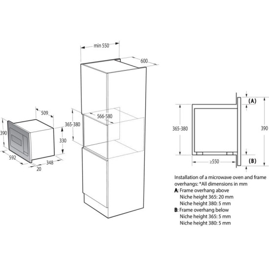 Gorenje BM235G1SYW Állószekrénybe építhető mikrohullámú sütő