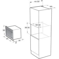 Gorenje BM251SG2BG Állószekrénybe építhető mikrohullámú sütő