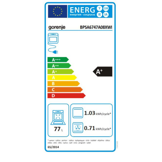 Gorenje BPSA6747A08XWI Beépíthető villany sütő