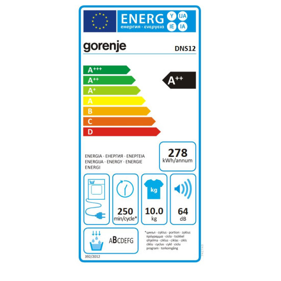 Gorenje DNS12 Hőszivattyús szárítógép