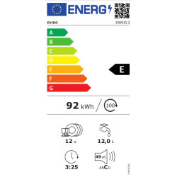 Evido EVIDO AQUALIFE 60 teljesen integrált mosogatógép DW65I.2 Beépíthető 12-15 terítékes mosogatógép