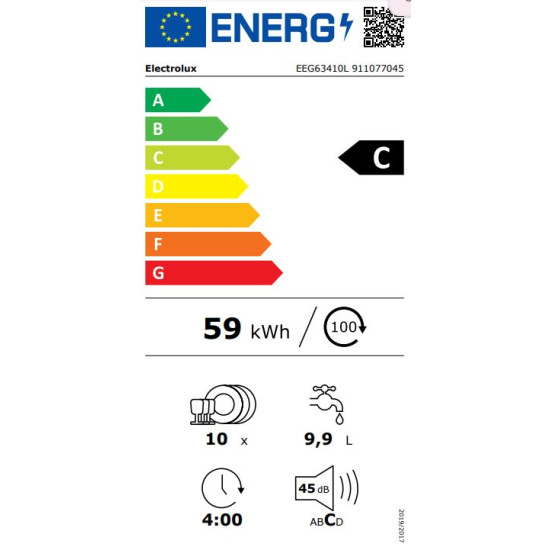 Electrolux EEG63410L Beépíthető 9-10 terítékes mosogatógép