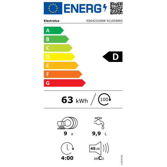 Electrolux ESG42310SW 9-10 terítékes mosogatógép