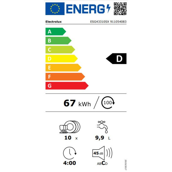 Electrolux ESG43310SX 9-10 terítékes mosogatógép