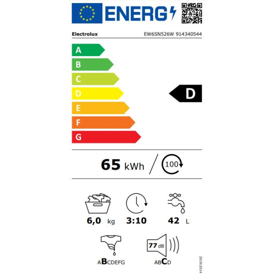 Electrolux EW6SN526W Elöltöltős mosógép