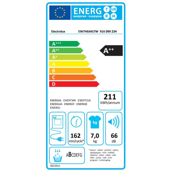 Electrolux EW7HE6457W Hőszivattyús szárítógép