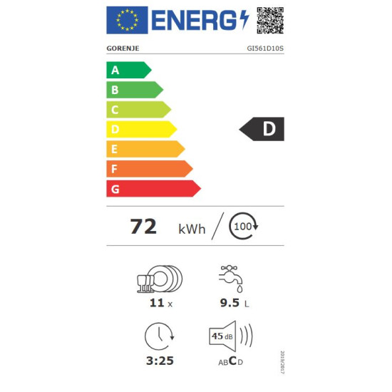 Gorenje GI561D10S Beépíthető 9-10 terítékes mosogatógép