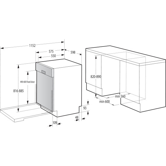 Gorenje GI642E90X Beépíthető 12-15 terítékes mosogatógép