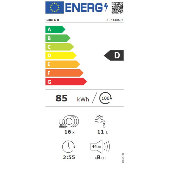 Gorenje GI643D60X Beépíthető 12-15 terítékes mosogatógép