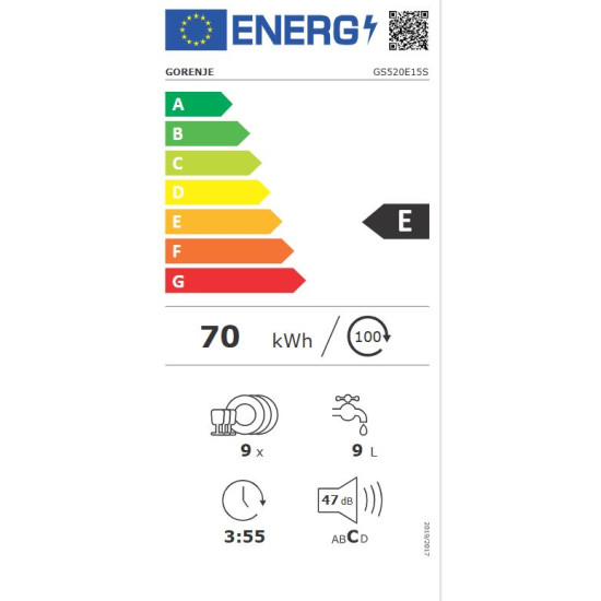 Gorenje GS520E15S 9-10 terítékes mosogatógép