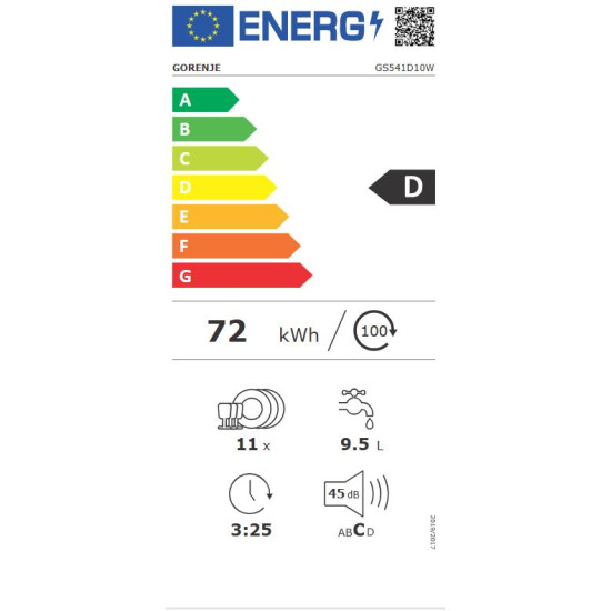 Gorenje GS541D10W 9-10 terítékes mosogatógép