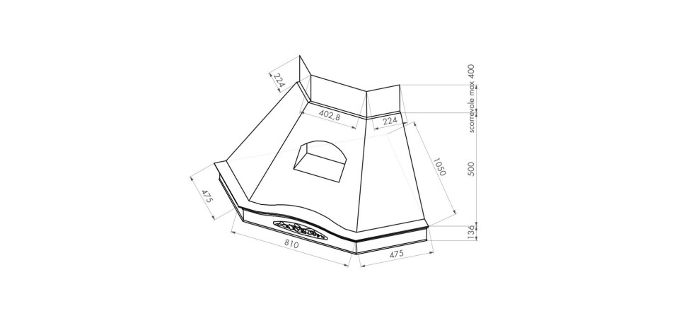 Kdesign KDESIGN - Páraelszívó GLENDA sarok natúr T500 Sarokba építhető páraelszívó