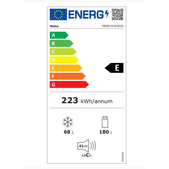 Midea MDRE353FGE01 Beépíthető kombinált alul fagyasztós hűtő