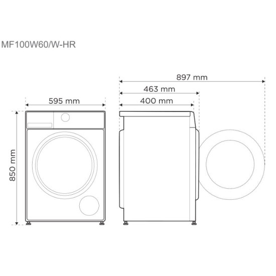 Midea MF100W60WHR Elöltöltős mosógép