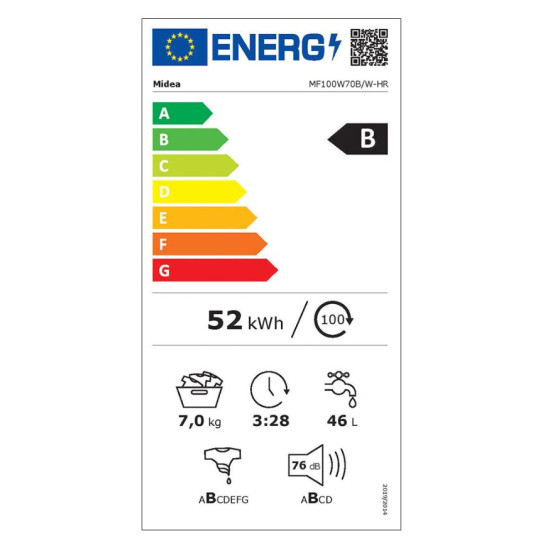 Midea MF100W70BWHR Elöltöltős mosógép