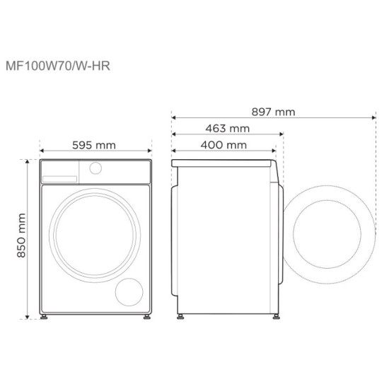 Midea MF100W70WHR Elöltöltős mosógép