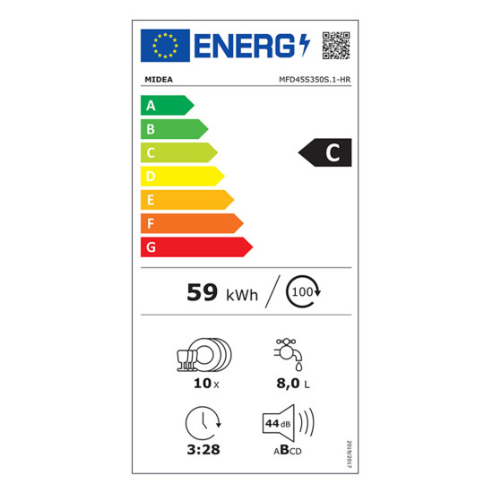 Midea MFD45S350SHR 9-10 terítékes mosogatógép