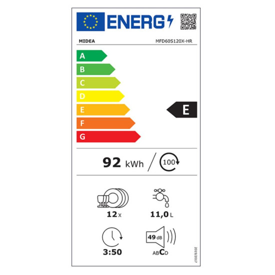 Midea MFD60S120XHR 12-16 terítékes mosogatógép