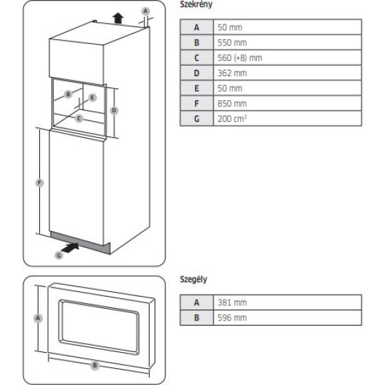 Samsung MG23A7013CB/EO Állószekrénybe építhető mikrohullámú sütő