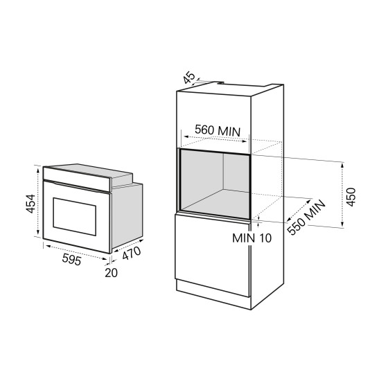 MasterKitchen MKMW45446PRXS Beépíthető kompakt sütő