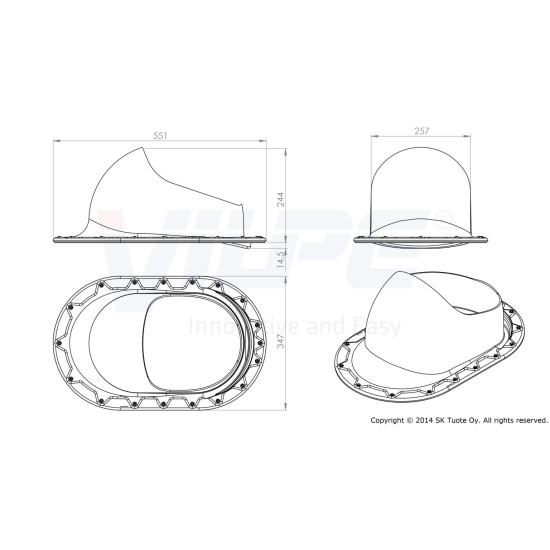 Vilpe VILPEÂR XL Classic átvezető elem, világosszürke Szellőztető ventilátor tartozékok