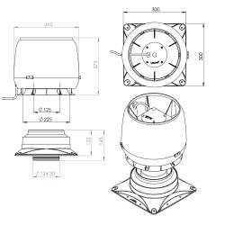 VILPE VILPE E190S tetőventilátor + IS, fekete Szellőztető ventilátor tartozékok