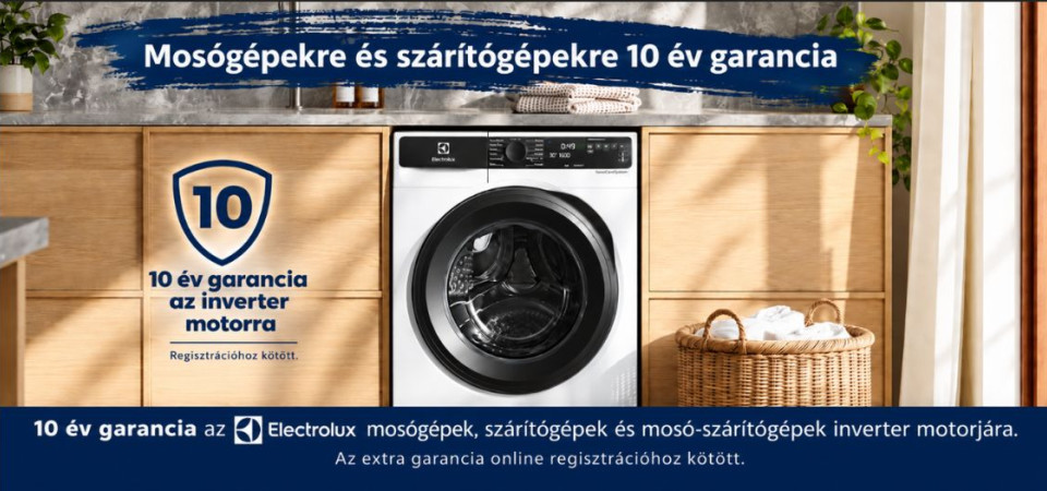 Electorlux mosógépek, szárítógépek 10 év inverter motor garancia