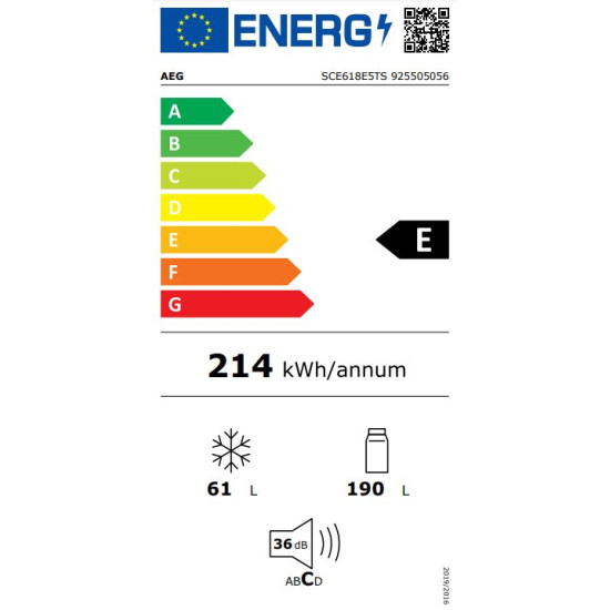 AEG SCE618E5TS Beépíthető kombinált alul fagyasztós hűtő