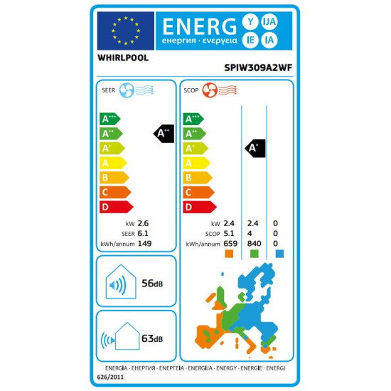 Whirlpool SPIW309A2WF Inverter klíma