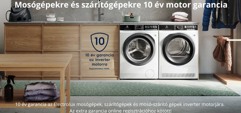 Electorlux mosógépek, szárítógépek 10 év inverter motor garancia
