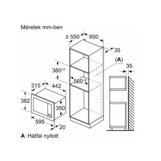 Bosch BFL623MB3 Felsőszekrénybe építhető mikrohullámú sütő