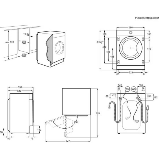 Electrolux EW7W368SI Beépíthető mosó-szárítógép