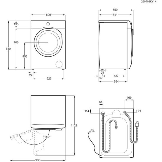 Electrolux EW7WY2657DE Mosó-szárítógép