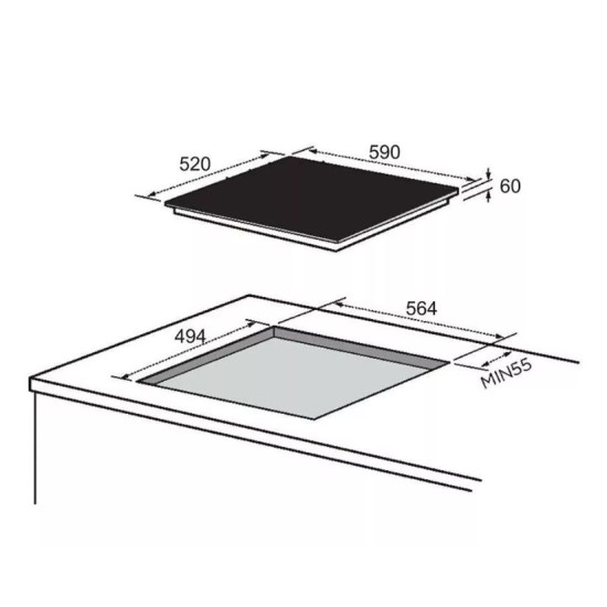 Midea MCIF7455J1CCA Beépíthető indukciós főzőlap