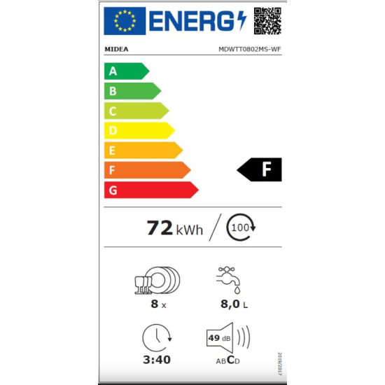 Midea MDWTT0802MSWF 9-10 terítékes mosogatógép Midea MDWTT0802MSWF 9-10 terítékes mosogatógép