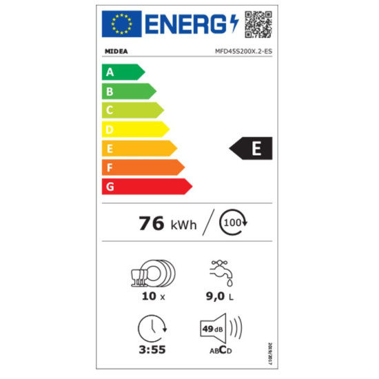 Midea MFD45S200X2ES 9-10 terítékes mosogatógép Midea MFD45S200X2ES 9-10 terítékes mosogatógép