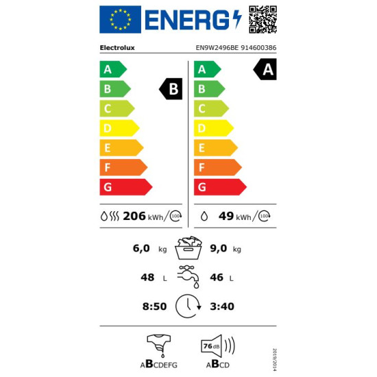 Electrolux EN9W2496BE Mosó-szárítógép