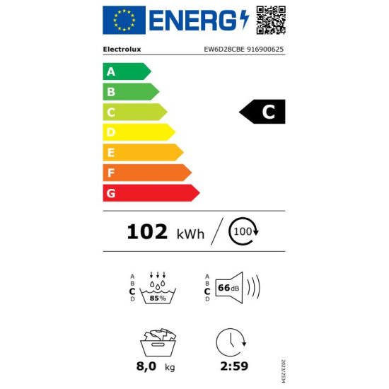Electrolux EW6D28CBE Hőszivattyús szárítógép