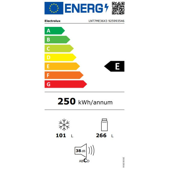 Electrolux LNT7ME36X3 Beépíthető kombinált alul fagyasztós hűtő
