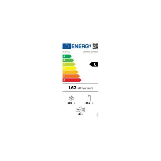 Electrolux LNT8MC36X Beépíthető kombinált alul fagyasztós hűtő