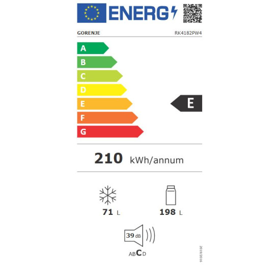 Gorenje RK4182PW4 Kombinált alulfagyasztós hűtőszekrény
