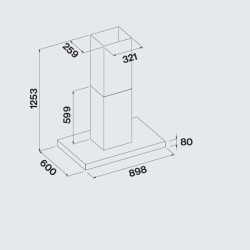 FALMEC PLANE NO-DROP sziget páraelszívó, 90 cm, fekete 2362540 Kürtős páraelszívó